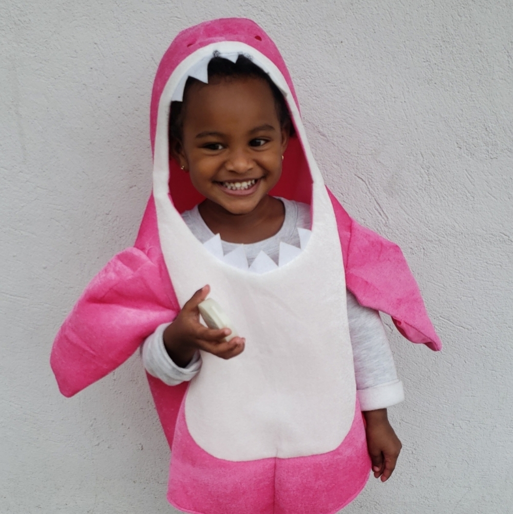 Pink baby shark costume